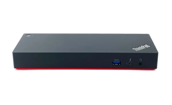 Lenovo 40AN Docking Station mit Thunderbolt 3 bietet erweiterte Anschlussmöglichkeiten und Unterstützung für hochauflösende Displays, perfekt für professionelle Anwender.